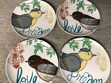 RARE CREATIVE CO-OP Salad Plates 8 Inches Birds Dream Love  picture