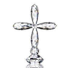 5.3 Tall Crystal Cross Standing on Base Glass Cross Figurine Collectible picture