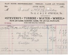 1892 STEVENS TURBINE WATER WHEEL STAVE BARREL MACHINERY PAIL TUB SAWS AYER MA picture