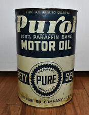 Vintage Purol Motor Oil 5 Quart Advertising Can picture