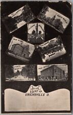 1910s URICHSVILLE, Ohio Postcard Multi-View High School Arch Bridge / Water St. picture