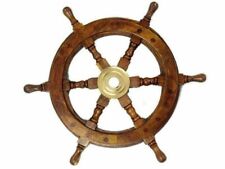 Nautical 12  Boat Brass Pirate Fishing Wood Wheel Ship Wooden SteeringWall Decor picture