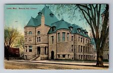 Lowell MA-Massachusetts, Memorial Hall, Library, Antique Vintage c1912 Postcard picture
