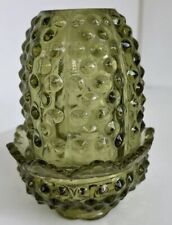 Vintage Fenton Colonial Green Hobnail Glass Fairy Lamp Light Marked Fenton 4.5” picture