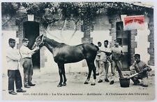 Vintage Orleans France RPPC Life in the Artillery Barracks Tending Horses  picture