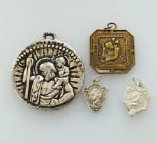 mother-estelle lot of 4 ancient religious medals of Saint CHRISTOPHE in metal picture