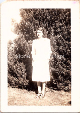 VTG B&W Found Photo - 30s 40s - Glowing Woman Stands In Sunshine By A Big Tree picture