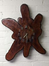Wood Slab Hanging Wall Clock AA Battery Operated Tested Works 2