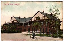 C. & N. W. Depot Railroad Station Boone Iowa IA Man with Bicycle c1900s Postcard picture