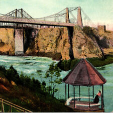 Vintage 1900s Suspension Cantlever Bridge Riversible Falls St John Postcard NB picture