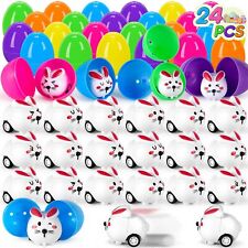 24 Packs Easter Eggs with Bunny Pull Back Cars Easter Hunt Eggs Easter Basket... picture