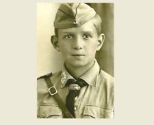 WW2 German Boy PHOTO World War II, Boy Wearing Hat Uniform Germany picture