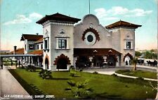 Postcard Sunset Railroad Train Station Depot in San Antonio, Texas picture