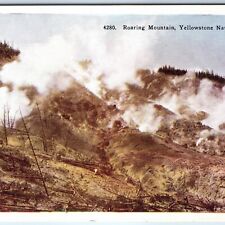 c1930s Yellowstone National Park, Wyo Roaring Mountain Steam Linen Postcard A229 picture