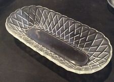 Indiana Glass Pretzel Pattern Clear Oval Celery Dish 10 1/4” picture