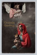 RPPC Hand Tinted Xmas Angels Baby Madonna Religious Studio Pose P.U.1914 (A324) picture