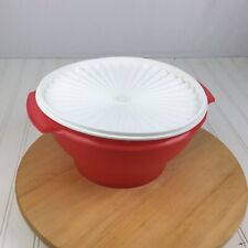 Vintage Tupperware Red Servalier Bowl With White Lid 10