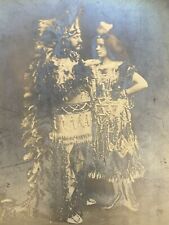 Antique Photograph Of White Man & Wife As Pocahontas and Father, Chief Powhatan picture