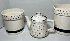 Country Borders  3 Pc Floral Teapot  2 Canisters (Med Lrg) 1983 JC Penny Vintage picture