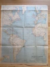 Vintage original 1939 National Geographic map - Atlantic Ocean picture
