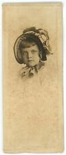 Antique c1890s 2.13X5.38 in ID'd Vertical Print Beautiful Little Girl in Bonnet picture
