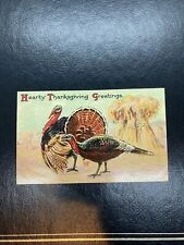 Antique Thanksgiving Postcard Turkeys Hearty Thanksgiving Greetings Unposted picture