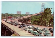 c1950's Motor Traffic Ambassador Bridge Cars Windsor Ontario Canada Postcard picture