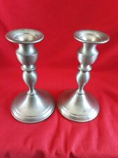 Vintage Pair of WEB Pewter Weighted Candlesticks, two Pewter Candlesticks picture