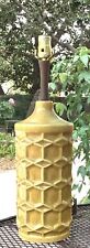 MCM Geometric Mustard Ceramic and Wood  Lamp 21” Tall picture