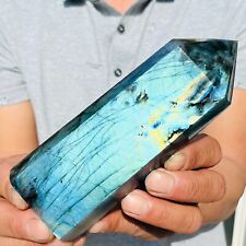 770g Large Natural Blue Flash Labradorite Quartz Crystal Tower Mineral Healing picture