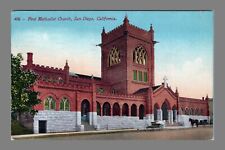 1913 Postcard DB First Methodist Church Street View San Diego California picture