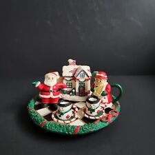 Adorable Mini Christmas Tea Set with Santa & Mrs. Clause – Includes Teapot, Teac picture