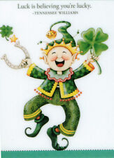 LUCK IS BELIEVING-Handcrafted St. Patrick's Day Magnet-w/Mary Engelbreit art picture