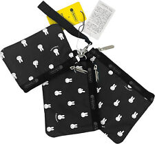 (Set of 3) Miffy Rabbit Lesportsac Triple Black Pouch Wallet ID Coin Card Case picture