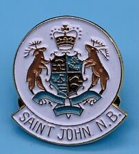 Vintage Saint John N.B. Pin New Brunswick Canada Lapel Pin White Crest Gold Tone picture