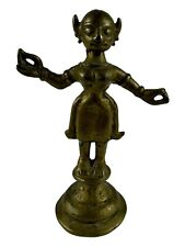 Brass Statue Goddess Radha Vintage Art Figurine Sculpture 4 1/2 Inches picture