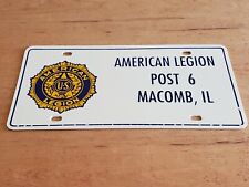 Vintage MACOMB, IL Post 6 American Legion Plastic License Plate C2 picture