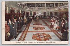 Postcard lobby at night French lick springs hotel. French Lick Indiana. picture