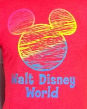 euc Disney Parks Red Rainbow Logo Walt Disney World T-Shirt Mickey Mouse S picture
