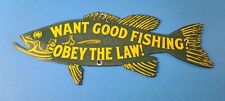 Vintage Paw Paw Bait Sign - Obey the Law Fishing Sign - Gas Service Pump Sign picture