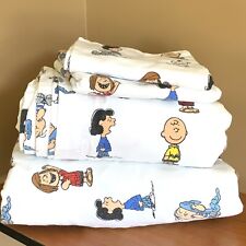 PEANUTS Flannel KING Sheet Set 4 Piece Flat Fitted 2 Pillow Cases Charlie Brown picture