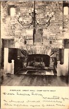 Postcard 1948 Camp Edith Macy Great Hall Fireplace New York B34 picture