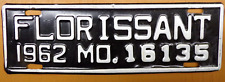 1962  Florissant Missouri  License Plate picture