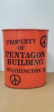 Vintage Metal Pentagon Building Washington D.C. Orange Metal Trash Can W3  picture