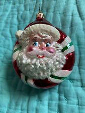 Christopher Radko 2002 Double Sided Santa Reindeer Glass Christmas Ornament picture