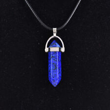 Natural Lapis Lazuli Quartz Hexagonal Pendant Crystal Point Wand Necklace Charms picture