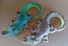 Vintage Set Of 2 Collectible Lucite Alligator Ash Tray Holders 1950's 1960's picture