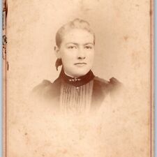 c1880s Morristown, NJ Cute Big Eyebrows Girl Cabinet Card Photo Lady Woman B11 picture