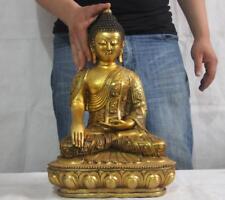Tibet Buddhism Copper Bronze Gild Seat lotus Shakyamuni Amitabha Buddha Statue picture