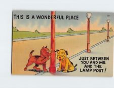 Postcard Greeting Card with Quote and Dogs Lamp Post Comic Art Print picture